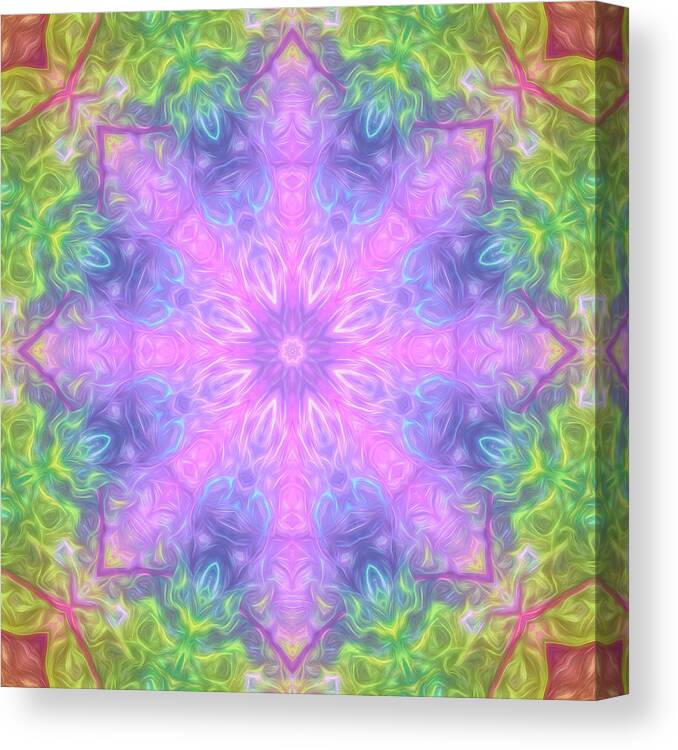 Mandala Canvas Print featuring the digital art Rainbow Maple Mandala 02 by Beth Venner
