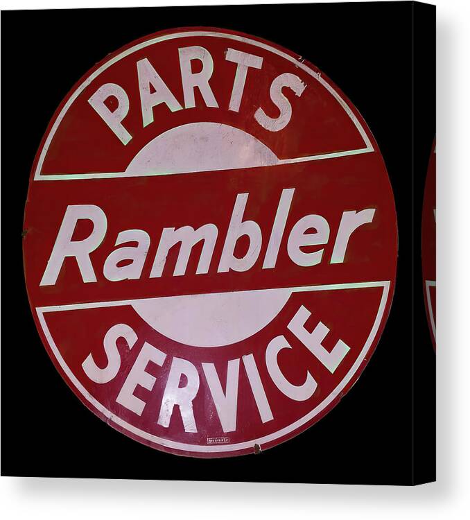 Rambler Canvas Print featuring the photograph Rambler service vintage sign by Flees Photos