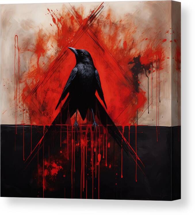 Edgar Allan Poe Canvas Print featuring the painting Raven's Alchemy by Lourry Legarde