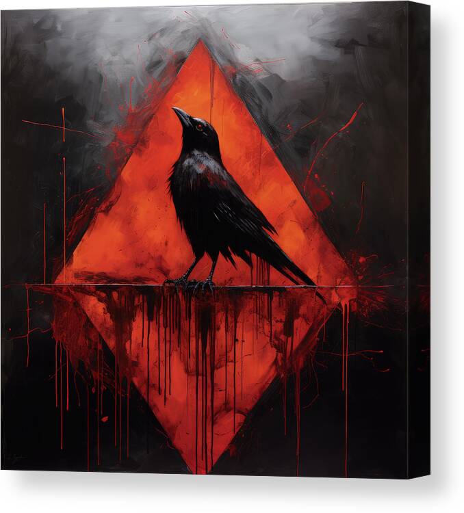 Edgar Allan Poe Canvas Print featuring the painting Raven's Rebirth by Lourry Legarde