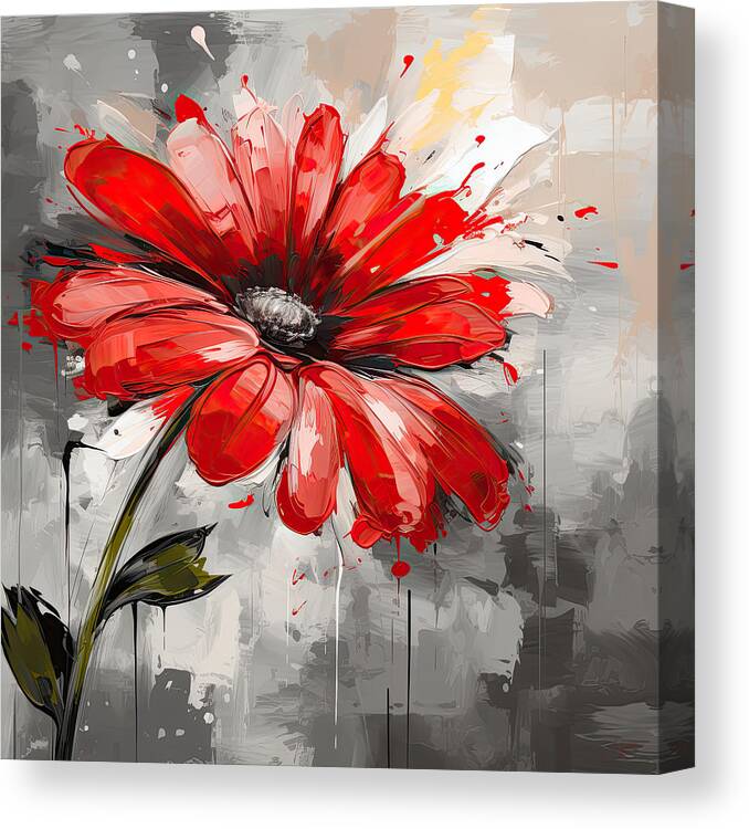 Red And Gray Art Canvas Print featuring the photograph Red Contemporary Art in Gray by Lourry Legarde