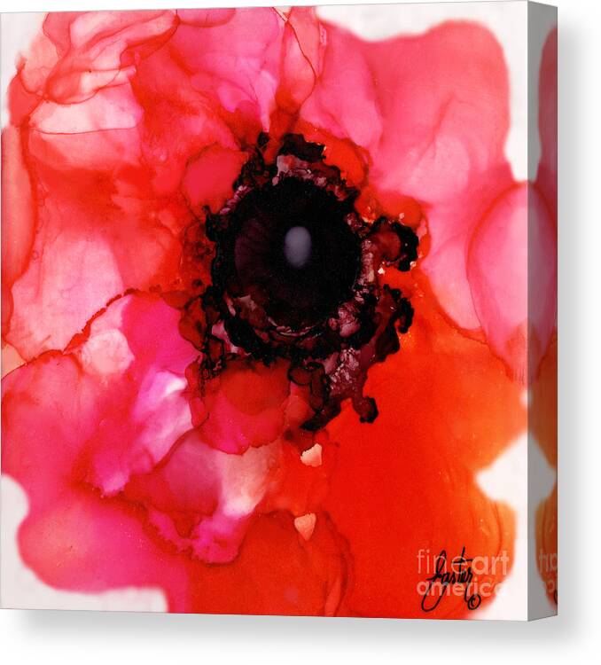  Canvas Print featuring the painting Red Hot Poppy by Daniela Easter
