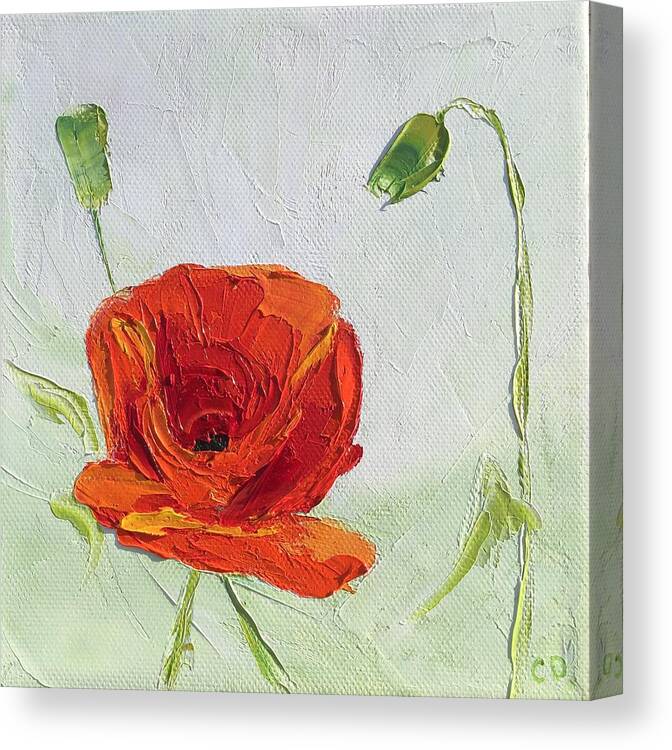 Flower Canvas Print featuring the painting Red Poppy #4 by Celeste Drewien