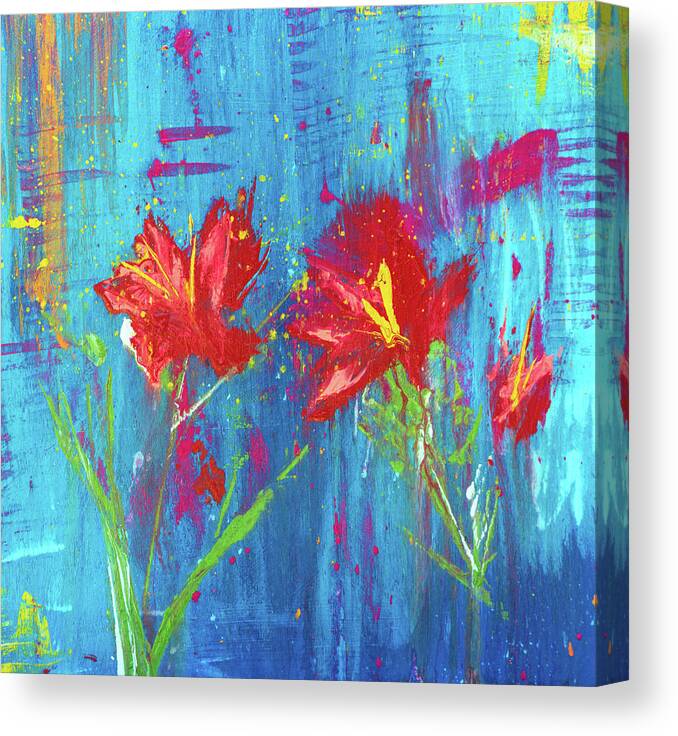 Poppy Canvas Print featuring the painting Red Poppy Floral Abstract by Joanne Herrmann