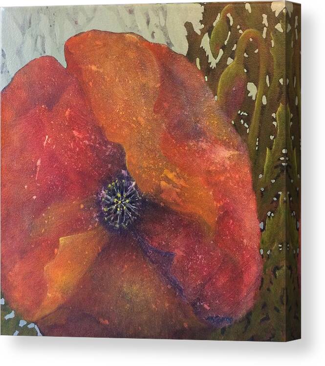 Home Canvas Print featuring the painting Red poppy by Milly Tseng