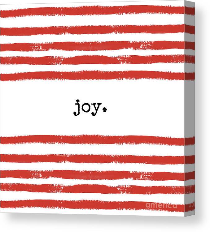 Christmas Canvas Print featuring the digital art Red Stripes Joy by Sylvia Cook