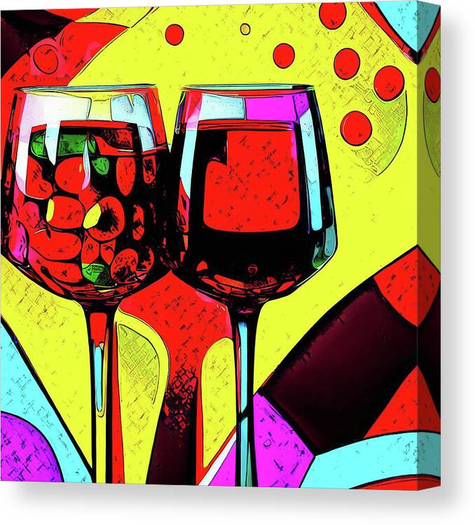 Cabernet Sauvignon Canvas Print featuring the photograph Red Wine Pop Art IV by David Letts