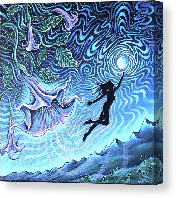 Psychedelic Canvas Print featuring the painting Reina de la Noche by Jim Figora