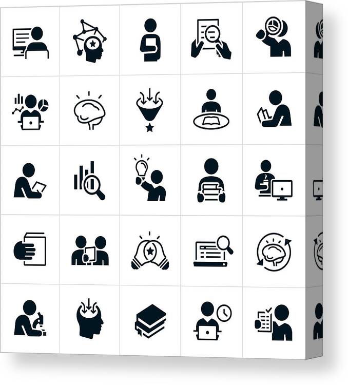 Expertise Canvas Print featuring the drawing Research Icons by Appleuzr