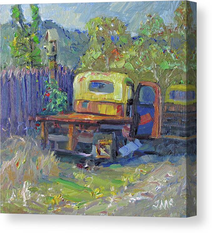 Antique Truck Canvas Print featuring the painting Retired by John McCormick