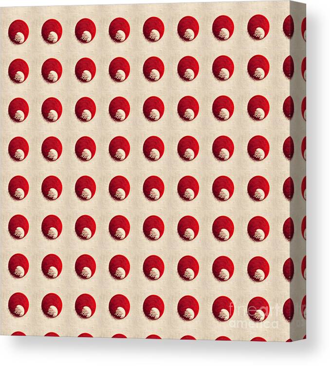 Retro Canvas Print featuring the digital art Retro Bubbles Red and White by Sabantha