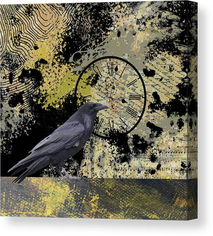 Raven Art Canvas Print featuring the digital art Rhapsody of Time by Nancy Merkle