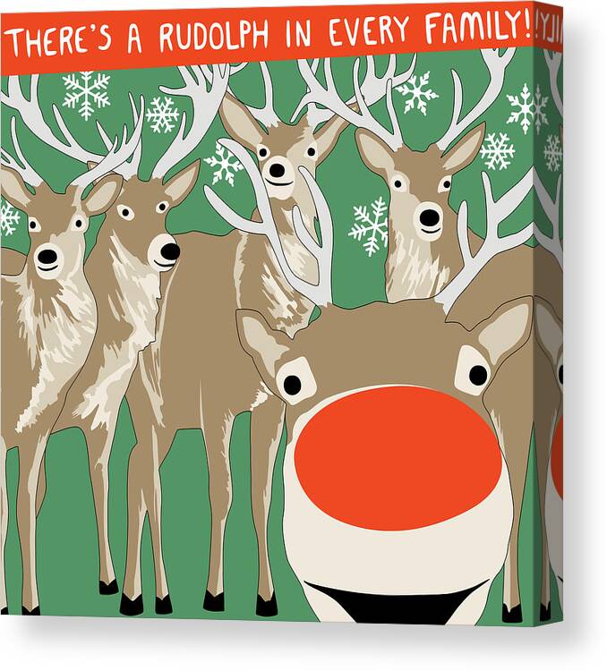 Rudolph Canvas Print featuring the digital art Rudolph Photobomb I by Nikita Coulombe