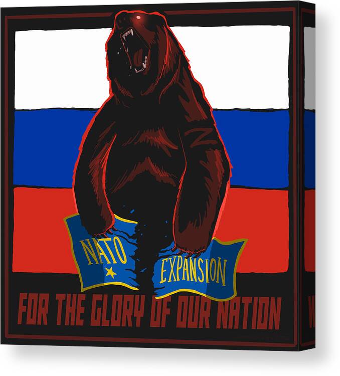 Russia Canvas Print featuring the digital art Russian Bear vs NATO by Emerson