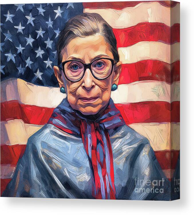 Ruth Bader Ginsburg Canvas Print featuring the painting Ruth Bader Ginsburg by Tina LeCour