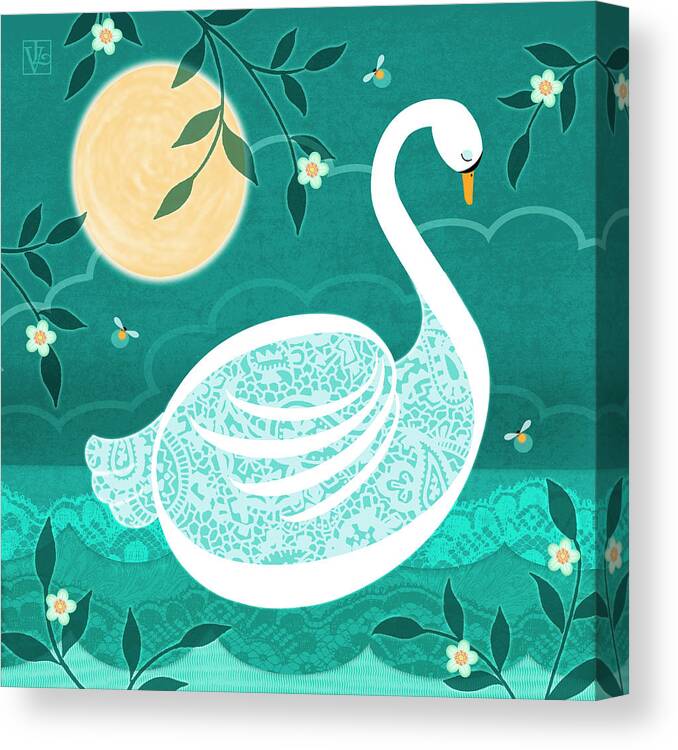 The Letter S Canvas Print featuring the digital art S is for Swan by Valerie Drake Lesiak