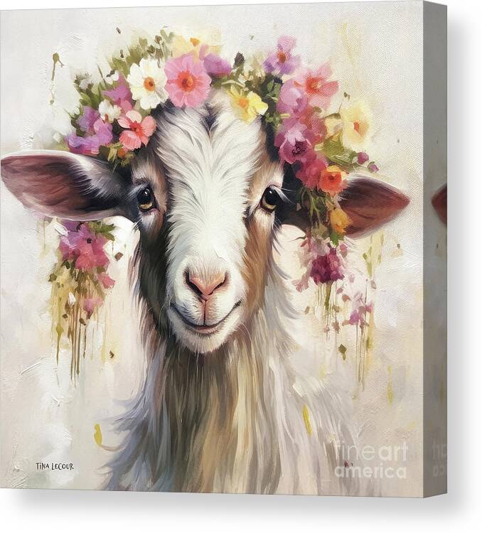 Goat Canvas Print featuring the painting Sally Mae by Tina LeCour