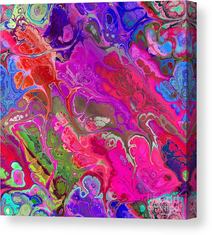 Colorful Canvas Print featuring the digital art Samijan - Funky Artistic Colorful Abstract Marble Fluid Digital Art by Sambel Pedes