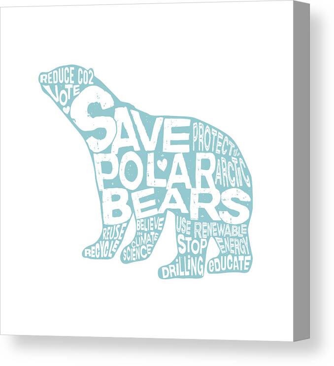 Save Polar Bears Canvas Print featuring the digital art Save Polar Bears by Laura Ostrowski