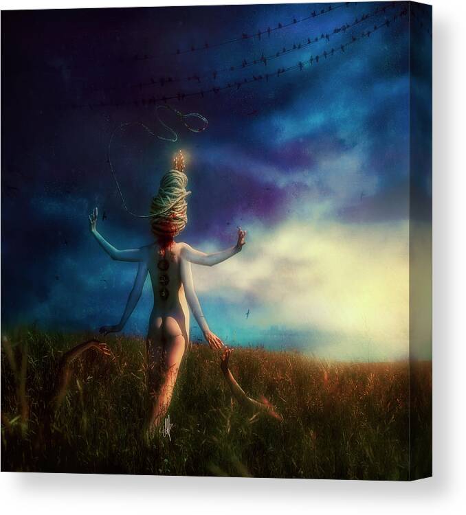 Surreal Canvas Print featuring the digital art Scarecrow by Mario Sanchez Nevado