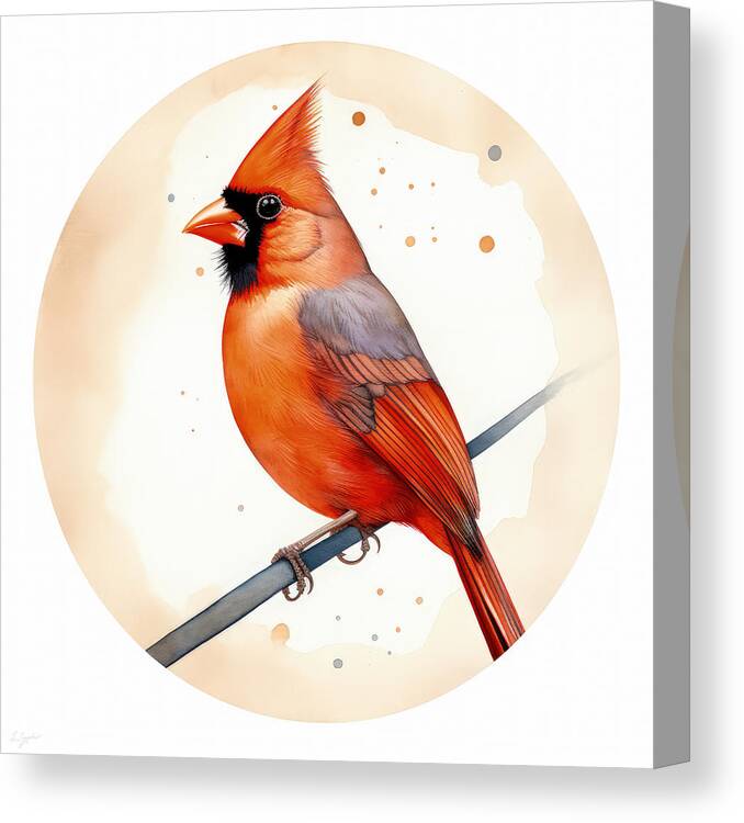 Cardinal Canvas Print featuring the painting Scarlet on Sunrise by Lourry Legarde