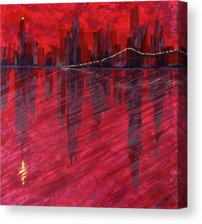 Abstract Canvas Print featuring the painting Scarlet by Tes Scholtz
