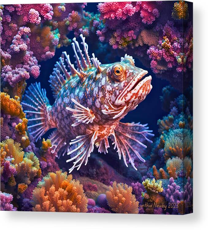 Newby Canvas Print featuring the digital art Scorpionfish by Cindy's Creative Corner