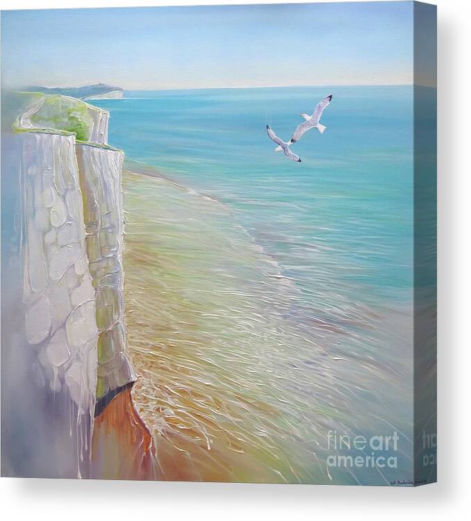 Seaford Canvas Print featuring the painting Seaford Seascape by Gill Bustamante