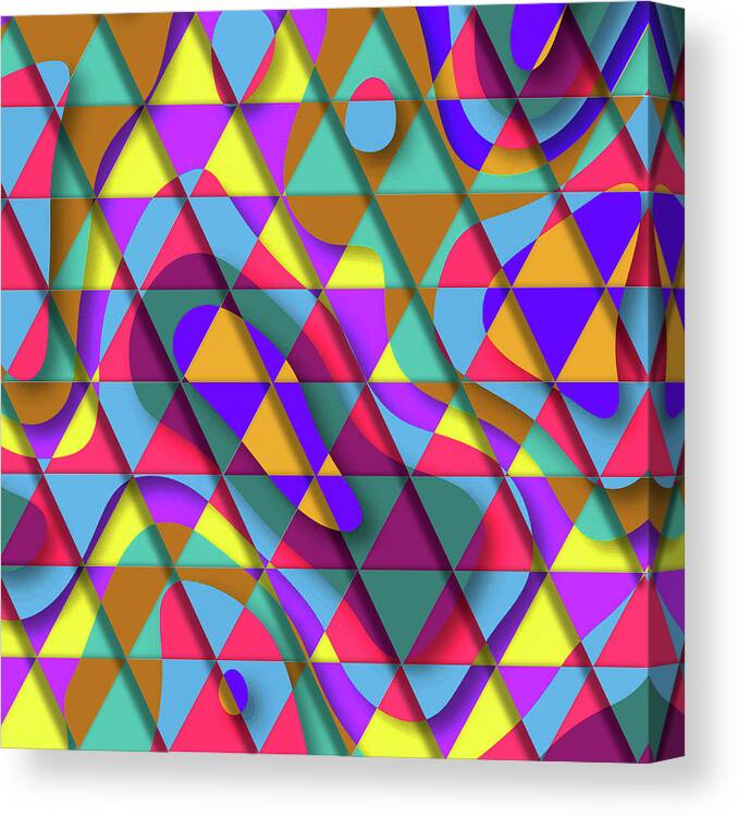 Pattern Canvas Print featuring the digital art Seamless Colored Triangle Pattern - 03 by Studio Grafiikka