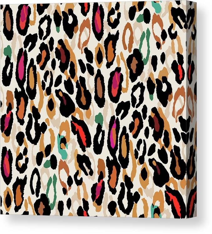 Abstract Canvas Print featuring the drawing Seamless leopard print pattern by Julien