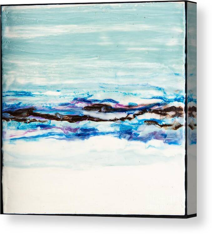 Abstract Canvas Print featuring the digital art Seaside Series I - Colorful Abstract Contemporary Acrylic Painting by Sambel Pedes