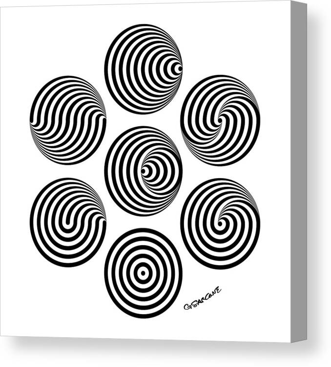 Op Art Canvas Print featuring the mixed media Seven Eclipses by Gianni Sarcone