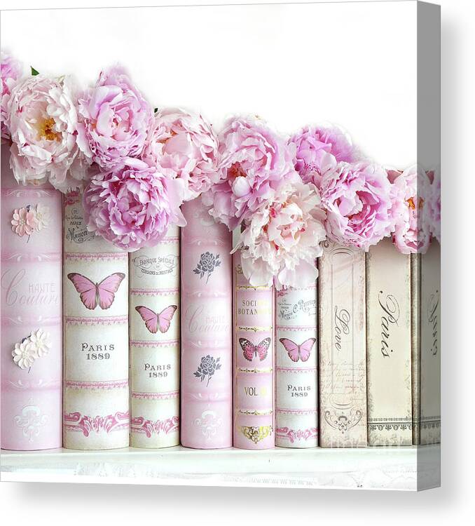 Bookstack Peony Pink Wall Art, Canvas Prints, Framed Prints, Wall Peels