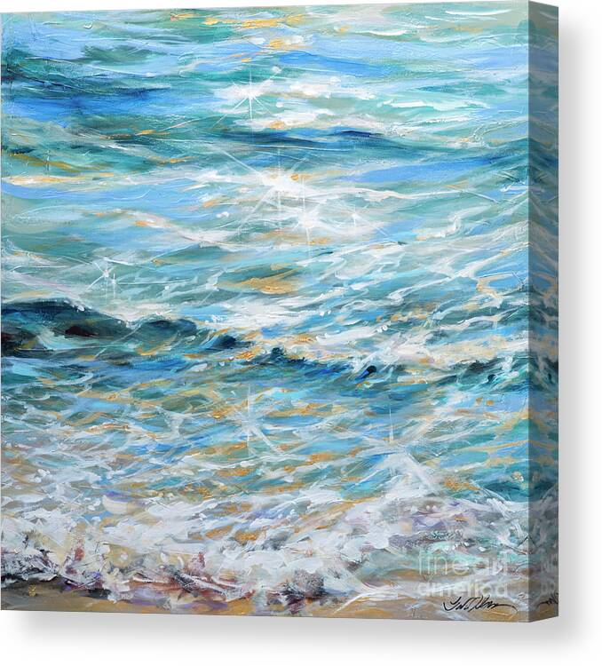 Ocean Canvas Print featuring the painting Shallow Water Sparkles by Linda Olsen