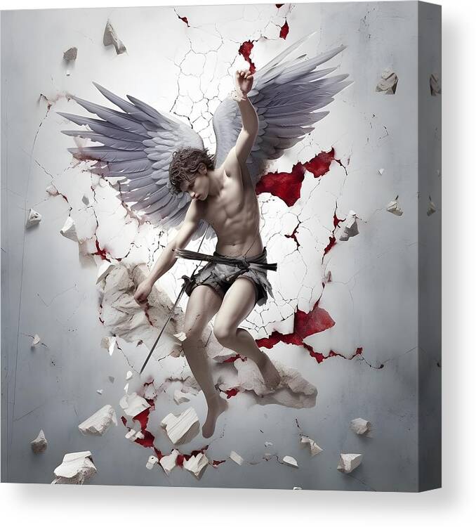 Cupid Canvas Print featuring the mixed media Love Me Not by Michael Colton