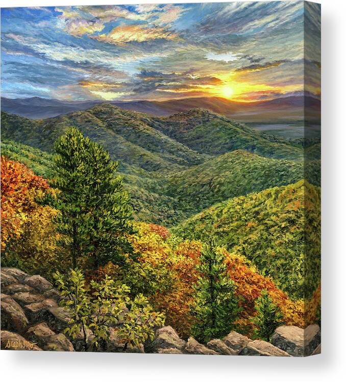 Shenandoah Canvas Print featuring the painting Shenandoah Sunset by Steph Moraca
