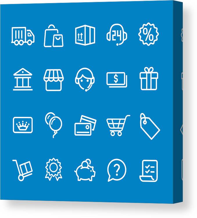 Cash Flow Canvas Print featuring the drawing Shopping Icons - Vector Smart Line Series by -victor-