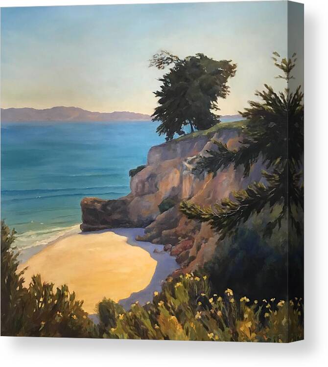 Santa Barbara . Shoreline. Ocean Canvas Print featuring the painting Shoreline by Leigh Sparks