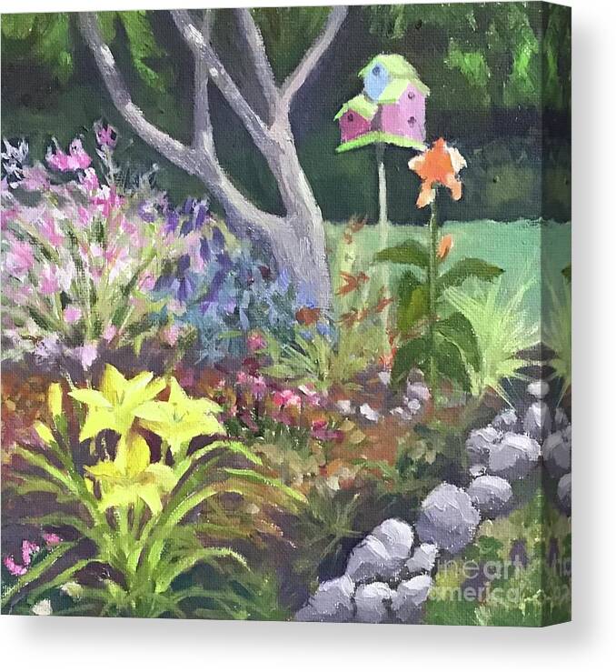 Garden Canvas Print featuring the painting Side Garden Splendor by Anne Marie Brown