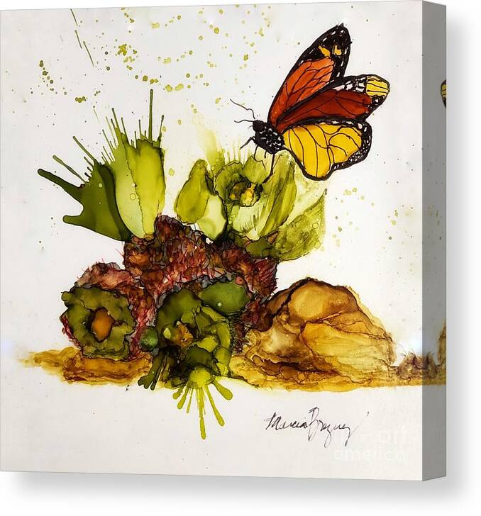 Alcohol Ink Canvas Print featuring the painting Silly Cactus II by Marcia Breznay