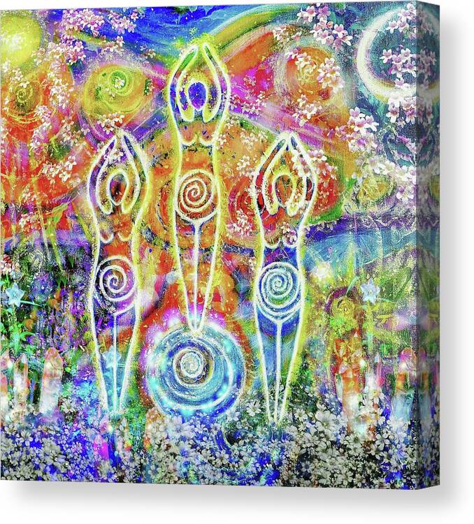 Goddess Canvas Print featuring the painting Sisterhood of the divine feminine by Lila Violet