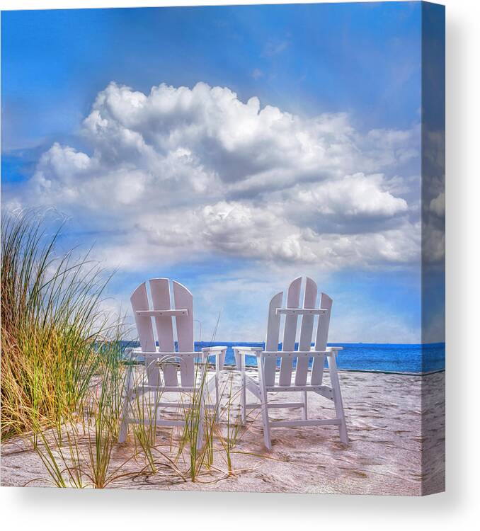 Clouds Canvas Print featuring the photograph Sitting Pretty in Blues Painting by Debra and Dave Vanderlaan