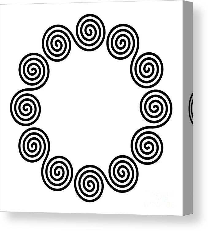 Small circle shaped frame of linear double spirals Canvas Print