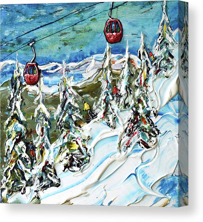 Kitzbuhel Canvas Print featuring the painting Soll Gondola Fully Textured by Pete Caswell