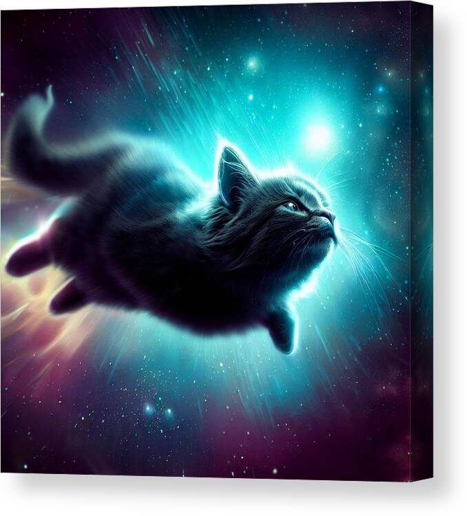 Cats Canvas Print featuring the digital art Space Whale Cat by Cats in Places