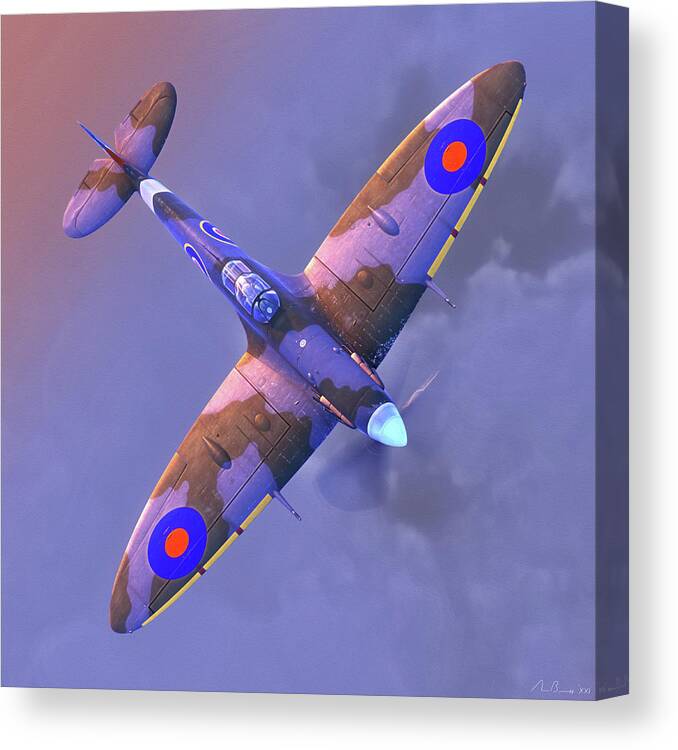 Spitfire Canvas Print featuring the digital art Spitfire 85th Anniversary by Adam Burch
