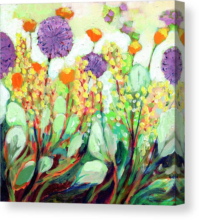 Garden Canvas Print featuring the painting Spring Garden Surprises #1 by Jennifer Lommers