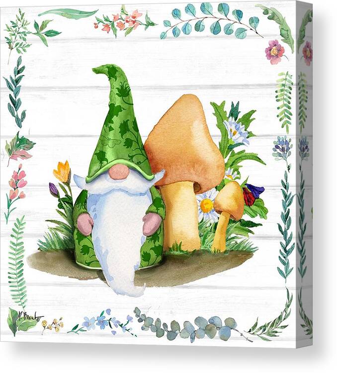 Watercolor Canvas Print featuring the painting Spring Gnome III by Paul Brent