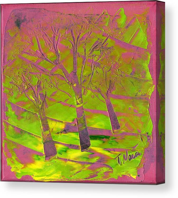 Pink Canvas Print featuring the painting Spring Trees by Tammy Nara