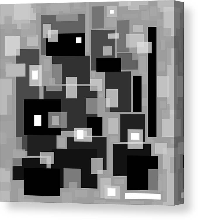 Square One Canvas Print featuring the digital art Square One - Black and White Square Abstract by Val Arie